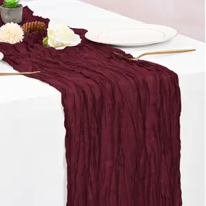 Bohemian Table Runner Gauze Table Cloth Crinkle Fabric Table Decor For Wedding Party Holiday Home Kitchen Table Decoration