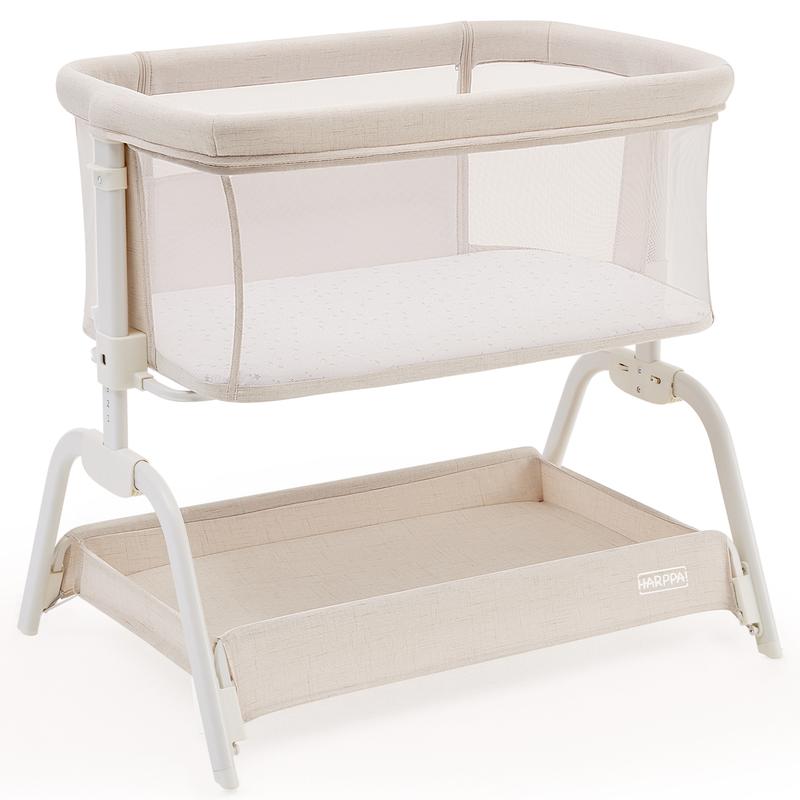 HARPPA Cuddly Lite 2-in-1 Baby Bassinet & Bedside Sleeper, storage Bassinet for Baby with Wheels & Storage Basket, Portable Crib, Breathable Mesh and Mattress, Height Adjustable HARPPA Cuddly Lite 2-in-1 Baby Bassinet & Bedside Sleeper, storage Bassinet for Baby with Wheels & Storage Basket, Portable Crib, Breathable Mesh and Mattress, Height Adjustable