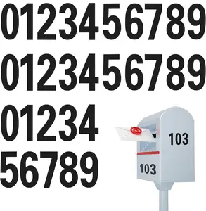 30pcs 4 Inch Rective Numbers Sticker, Black PVC Vinyl Rective Mailbox Numbers Sticker for Signs, Mailboxes, Doors, Glass, Walls, Trash Cans