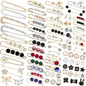 70/17 Counts Pearl Brooch Pins, No Sewing Fasteners For Sweater Shawl Hat Neckline Collar, Faux Pearl Clothing Dresses Decoration Pant Waist Tightener Safety Pins,Car Interior Accessories