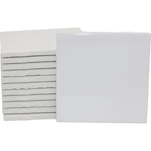 Creative Hobbies 12 Pack of Glossy White Glazed Ceramic Tiles for Alcohol Ink Painting, Decorating, Arts & Crafts, 4.25 x 4.25 Inch Square, Ready-to-Paint Ceramics