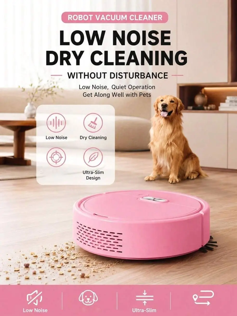 2026 Mini Robot Vacuum Cleaner, Automatic Sweeping & Suction, USB Rechargeable Floor Cleaner for Pet Hair, Hardwood Floors & Daily Home Dust