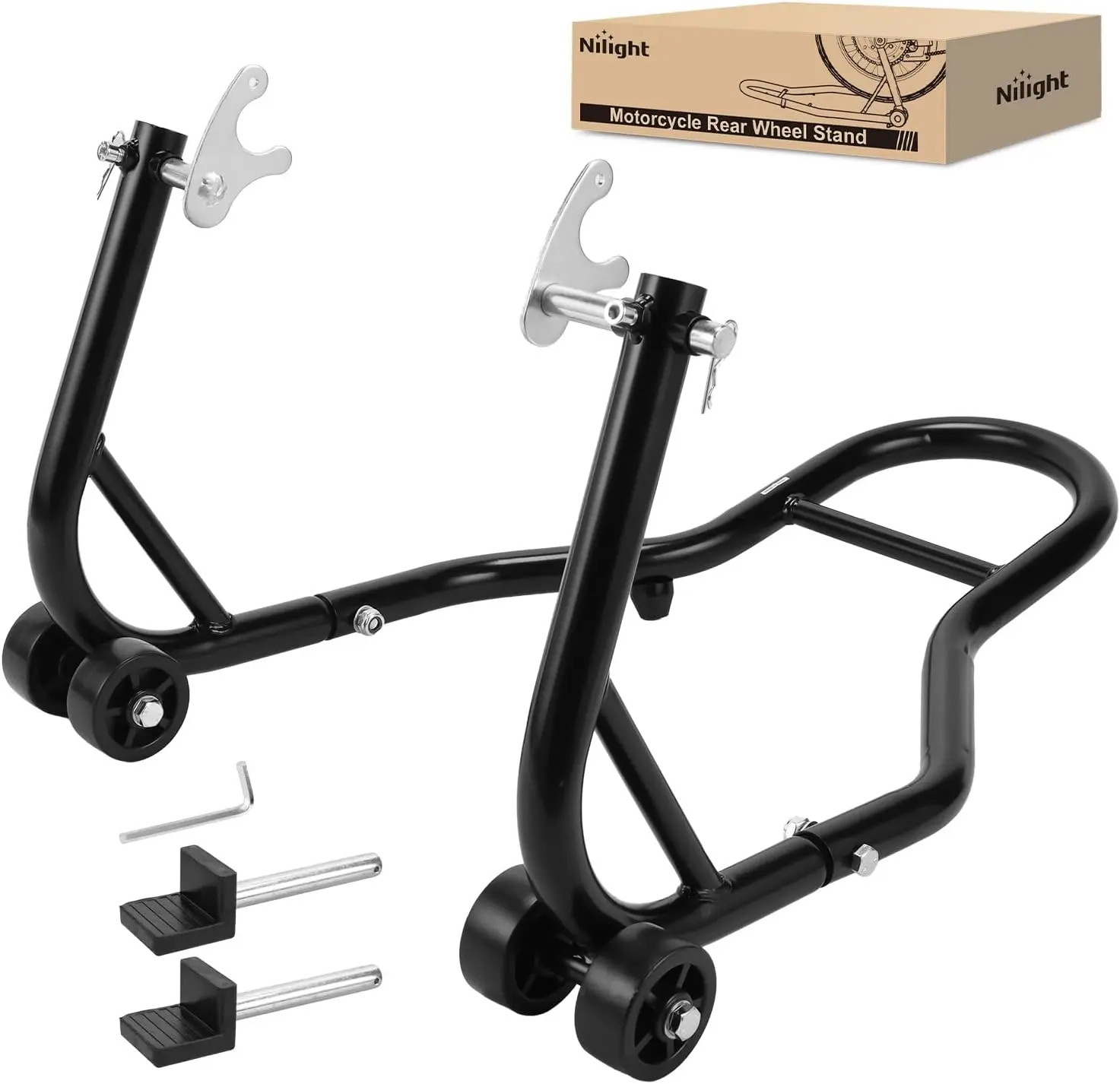 Nilight Universal Motorcycle Rear Wheel Stand Lift (850lbs) with U-L Fork - Motorcycle Accessories for Suzuki, Yamaha, Honda, Kawasaki, Black, Bikes, 0.39 Ton