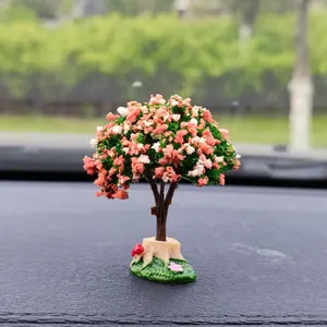 Cute Car Dashboard Decoration, Mini Simulated Flower Tree Design Car Interior Ornament, Car Decoration Accessories for Women & Girls, Car Accessory