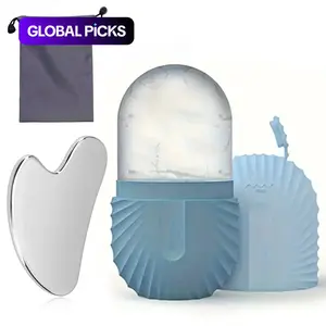Ice Face Roller, Face Lifting Roller, Facial Roller & Stainless Steel Gua Sha Tool Set with Storage Bag, 2 Counts Reusable Face Care Tools, Beauty Set for Spring, Body Care Skin Care Products #GLOBAL PICKS