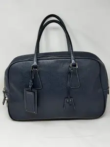 Pre-owned PRADA Broccato Fabric Messenger Bags Black Orange Top Handle Chain Satchel Bag OC1 02