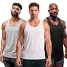 MUSCLE CMDR Men's Athletic Fit U-Neck Herringbone Y-Type Dry Fit Active Tank Tops (3-Pack) - Soft Mesh Sleeveless Vest for Running, Training, Beach, Basic Elastic Solid Beige Menswear Sportswear