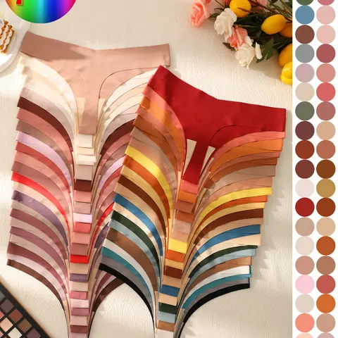 Random Pack of 5/7/10/16 Invisible Thongs, Plain Low Waist Fitted Underwear, Comfortable Breathable Women's Panties, Low Rise Underwear, All Seasons