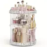 Cosmetic Storage Rack, 360 Degree Rotating Cosmetic Storage Organizer, Adjustable Cosmetic Display Box, Suitable for Rotating Tray Storage, Can Place Jewelry, Makeup Brushes and Lipstick, Transparent Acrylic Material Lightweight