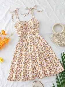 Women's Summer Strapless Mini Dress, Casual Floral Print Sundress, Perfect for Daily Wear & Party