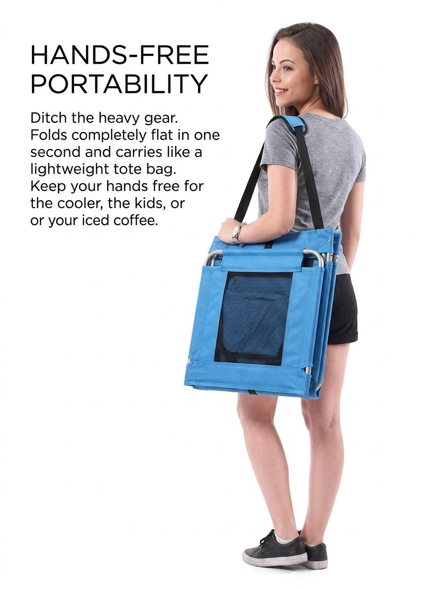 68.5*21.3" Blue Outdoor Lounge Chair, Iron Tube, Oxford Fabric, with Cooler Bag, Mesh Splicing, Foldable,Adjustable armrest leisure bench, portable beach bench, suitable for outdoor use, patios, poolside and lawns Durable Fabric Chair chaise wicker design