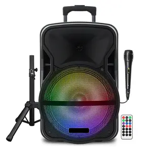 Dazone Portable Bluetooth PA Speaker System 3000W Outdoor Bluetooth Speaker System w/Microphone in, Party Lights, USB SD Card Reader, FM Radio, Wheels, Remote Control, Tripod Stands