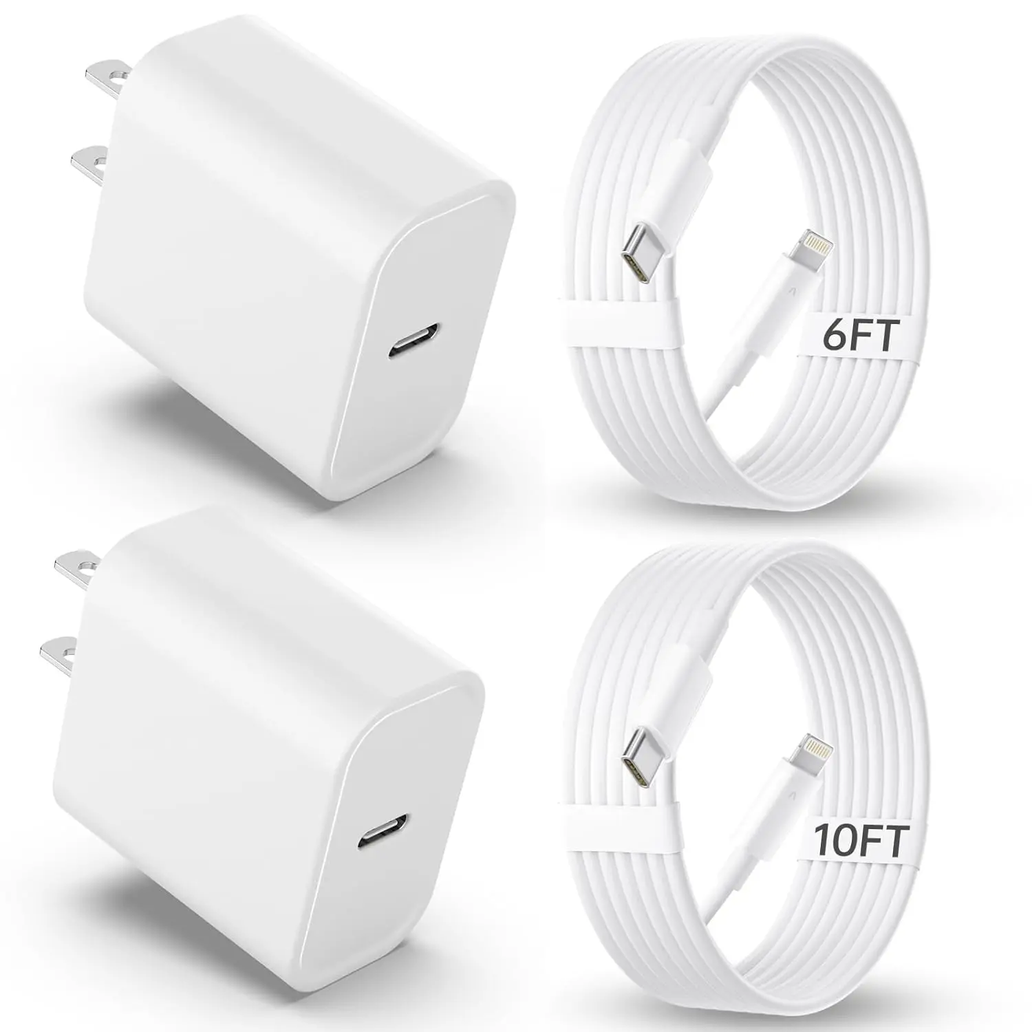 iPhone Charger Fast Charging[MFi Certified] 2Pack 20W PD USB C Wall Charger 6&10FT Cable Fasting Charging Adapter Compatible with iPhone 14Pro/13 Pro/12/12 Pro Max/11 Pro Max/XS Max/XS/XR/X/8 and More