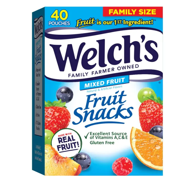 Welch's Fruit Snacks, Mixed Fruit, Perfect Halloween Candy Bulk Pack, Gluten Free, Individual Single Serve Bags, 0.8 oz (Pack of 40)