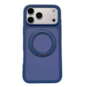 360° Rotatable Magnetic Kickstand iPhone Case, Skin-Friendly Matte Anti-Fingerprint Anti-Scratch Large Cutout Full Body Shockproof Protective Cover for iPhone 12 13 14 15 16 17 Pro Pro Max Plus Air Women Men