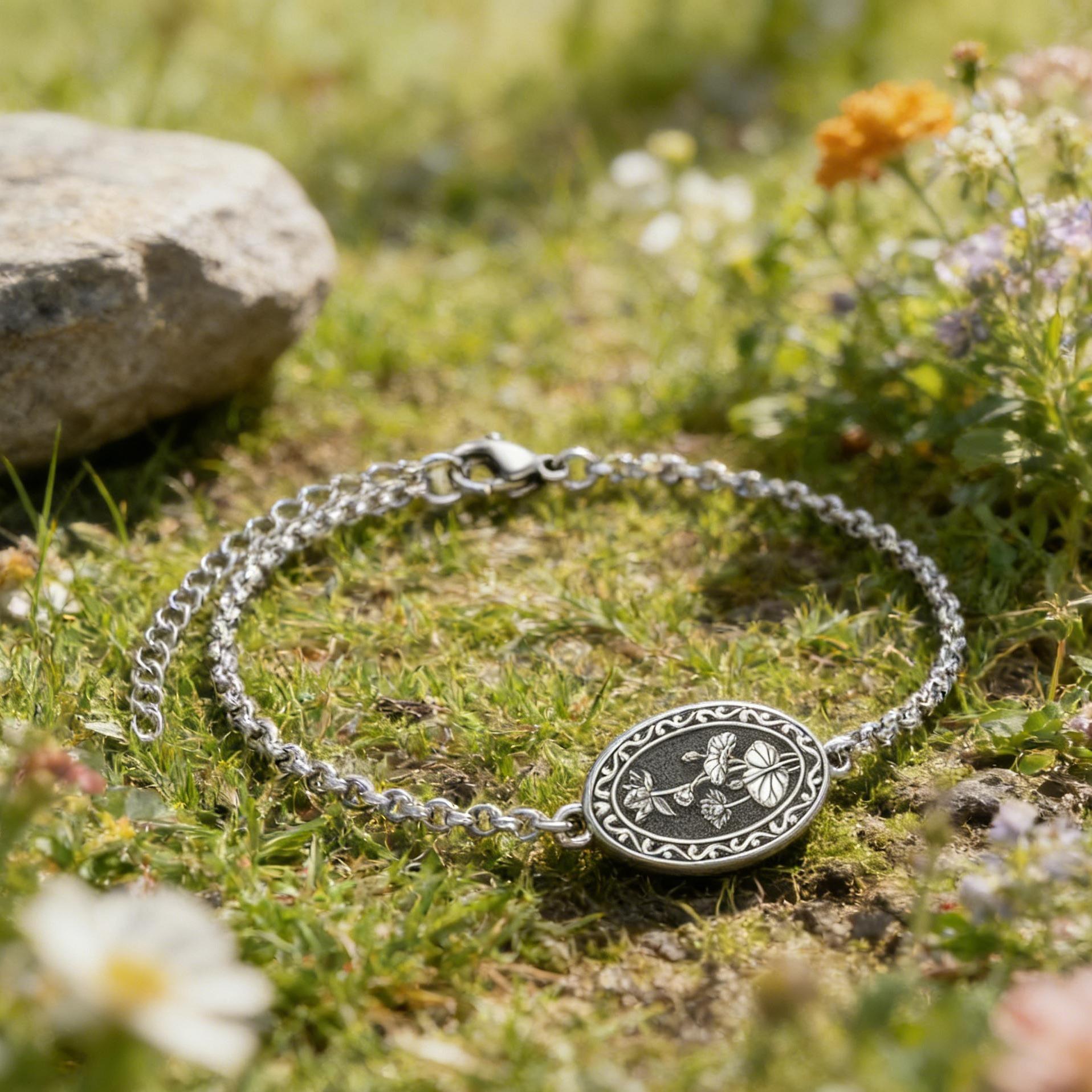 MEIDERBO Dream Chaser Birth Flower Urn Bracelet 925 Sterling Silver July Lotus Pendant Holds Ashes Bella Chain Stainless Steel Bead Chain 7+2 Inch