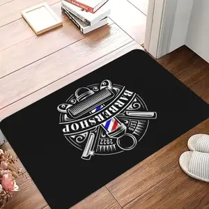[Home Relaxation] Soft Absorbent Flannel Door Mat with Neon Barbershop Design - Non-Slip, Ideal for Living Room, Bedroom, and Entryway Decor, Perfect for Christmas, Halloween, Thanksgiving, Mother'S Day, and St. Patrick'S Day