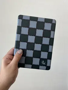 OOPSIE Green and Grey Checkered Kindle Case | Paper Crane | Clear Back | Magnetic Cover | Bookish Kindle Cover | Auto Sleep/Wake |