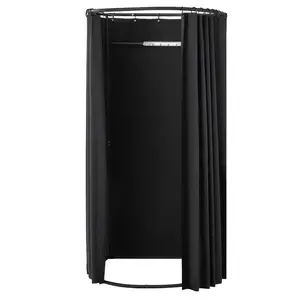 VEVOR Fitting Room, Portable Dressing Room with Thick Polyester Curtains, Privacy Space with Shading Curtain and a Hook, for Boutique, Mall, Tailor's Store Outdoor Activity 39x 37x 79 in (Black)