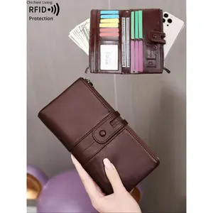 Women's Solid Color Zipper Wallet, Fashionable PU Leather Trifold Card Holder, Casual Versatile Wallet for Daily Use, Trendy All-match & Exquisite Wallet for Gift