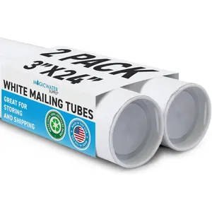Mailing Tube 3 in x 24 in White - 2 Pack for Shipping and Storage of Posters, Arts, Crafts, and Documents