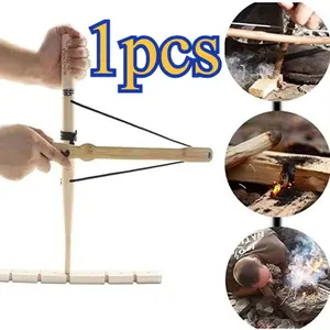 Bow Drill Kit Fire Starter Lighting Primitive Friction Fire Tool Outdoor Activity Tool