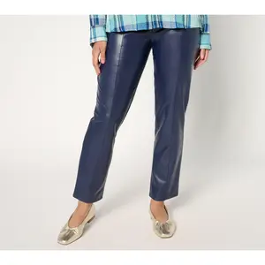 Denim & Co. Signature Petite Faux Leather Pull-On Pant