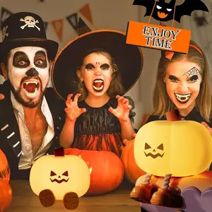 Rechargeable Pumpkin Night Light, Touch Bedside Lamp with 3 Adjustable Brightness Levels, Abs Material, Home Office Decor Gift Idea, Halloween