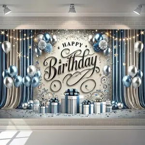 Happy Birthday Balloon Banner, 1 Count Birthday Party Decoration Backdrop, Photo Backdrops, Indoor & Outdoor Party Decoration Supplies, without Electricity, Ornaments