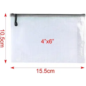 Mesh Zipper Pouch Bags, Zipper Bags for Organizing Storage, Waterproof Zipper Pouches, Letter Size, File Bags for School, Toys, Puzzle, Board Games and Office Supplies (Color, 4"x 6")