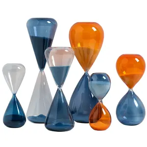 Creative Light Luxury Retro Glass Time Sandglass - Blue & Orange Colors for Stylish Timekeeping