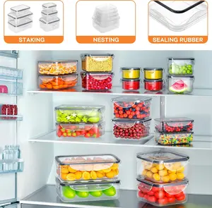 [New Deal]  40 PCS Food Storage Containers with Lids Airtight (20 Containers & 20 Lids), Plastic Storage Meal Prep Container-Stackable 100% Leakproof & Microwave Organization and Storage Sets, Lunch Containers