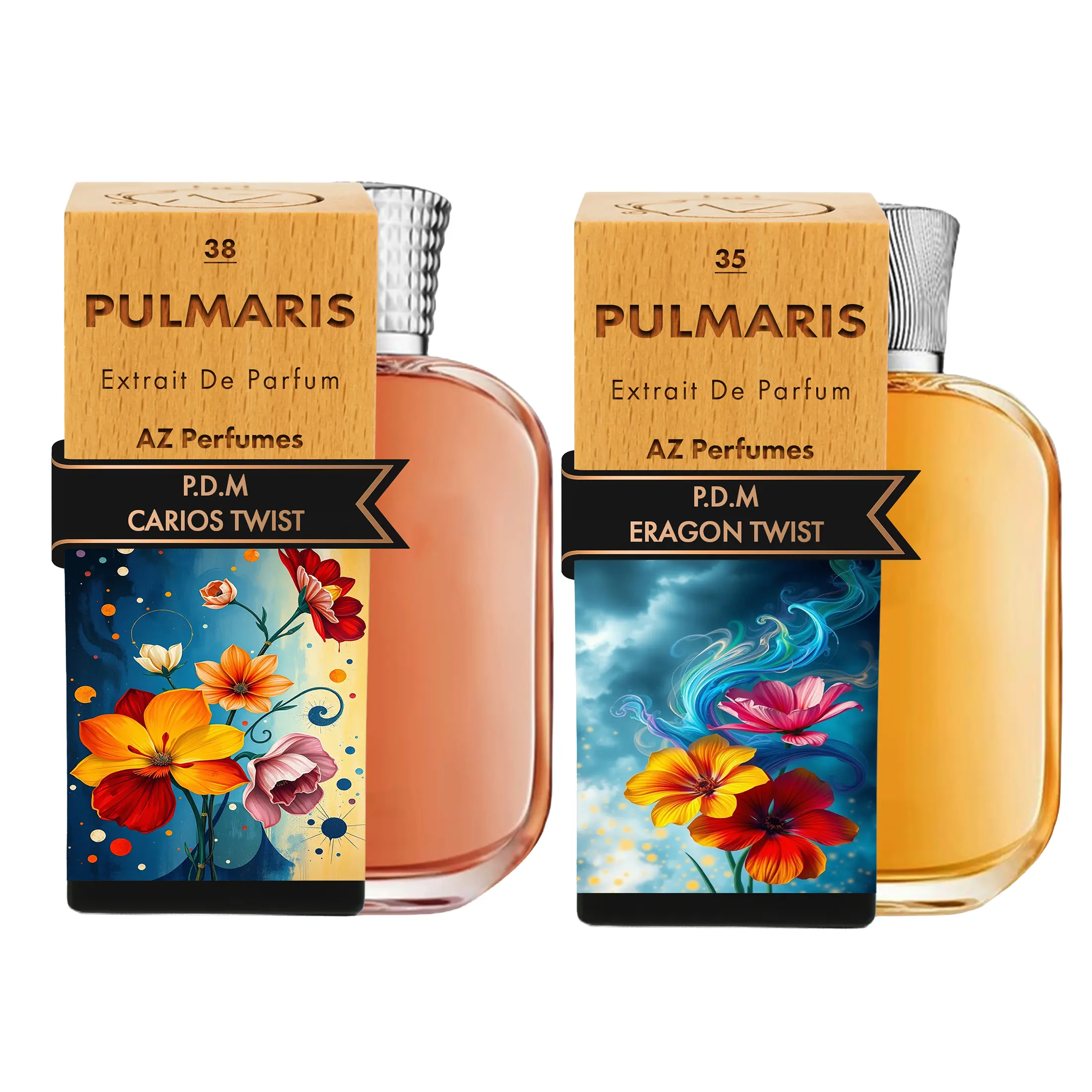 BUNDLE (PUL MARIS 38 & 35) || Cardamom, Mandarin and Bergamot; Cinnamon, Cypriol and Davana; Vanilla Bean, Tonka Bean, Leather and Patchouli. Saffron, Mandarin Orange, Pink Pepper and Bergamot;  Black Pepper, Geranium and Red Thyme; Home fragrance