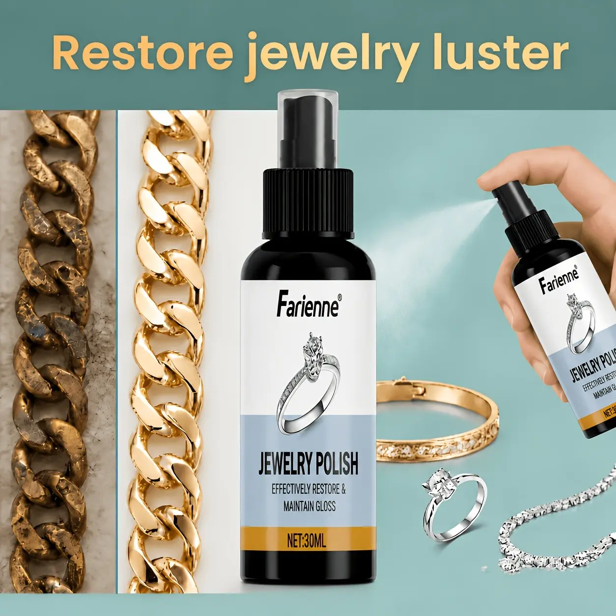 Jewelry Polishing Agent A New Jewelry Polishing Spray That Quickly And Effectively Removes Oxidation And Tarnish, Restoring Your Jewelry's Luster While Gently Brightening And Preserving Its Color.