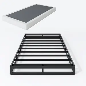 Box Spring 5 Inch Low Profile Heavy Duty Metal Structure with Easy Clean Fabric Bed Cover, Non-Slip, Noise Free, Easy Assembly