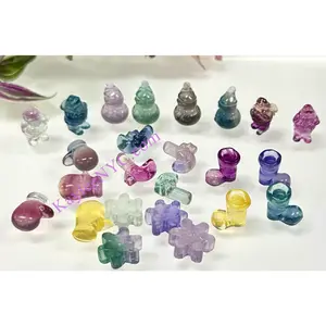24 pcs Natural Mini Candy Fluorite Carvings