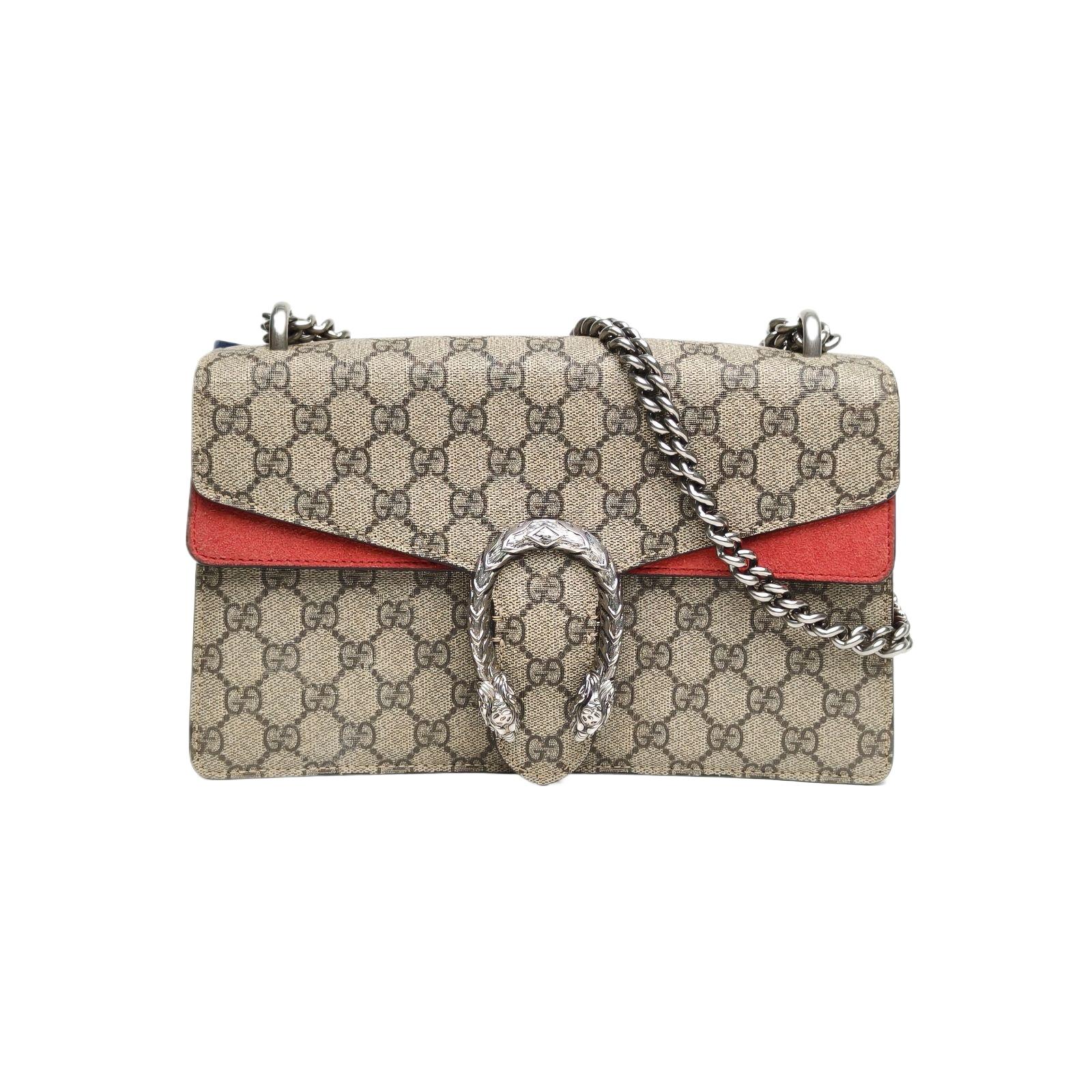 Pre-owned GUCCI PVC Tote Bags 【Zanna】Dionysus Wine God Medium Size 28 Red Silver Buckles