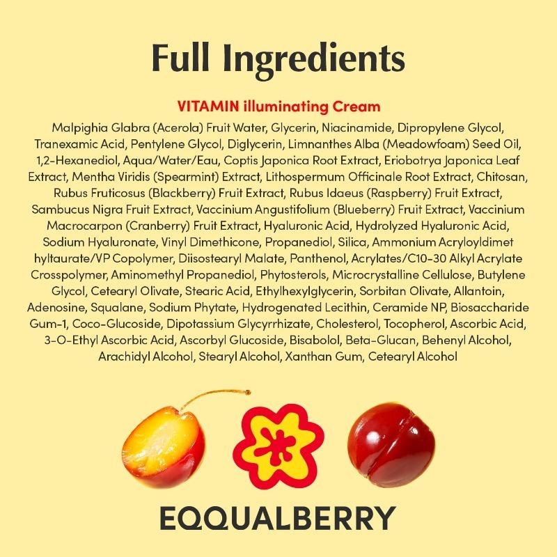 EQQUALBERRY Vitamin Illuminating Cream – Vitamin C & 5% Niacinamide + 3% TXA | Dark spots Cream | Ceramide Barrier Strength | Glowy, Lightweight Hydration (1.69 fl.oz / 50ml)