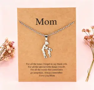 [Heartfelt Pendant] Warm Parent-Child Stainless Steel Pendant Necklace-Heartwarming Dancing Figures Design, the Perfect Gift for Mom on Christmas and Mother’s Day