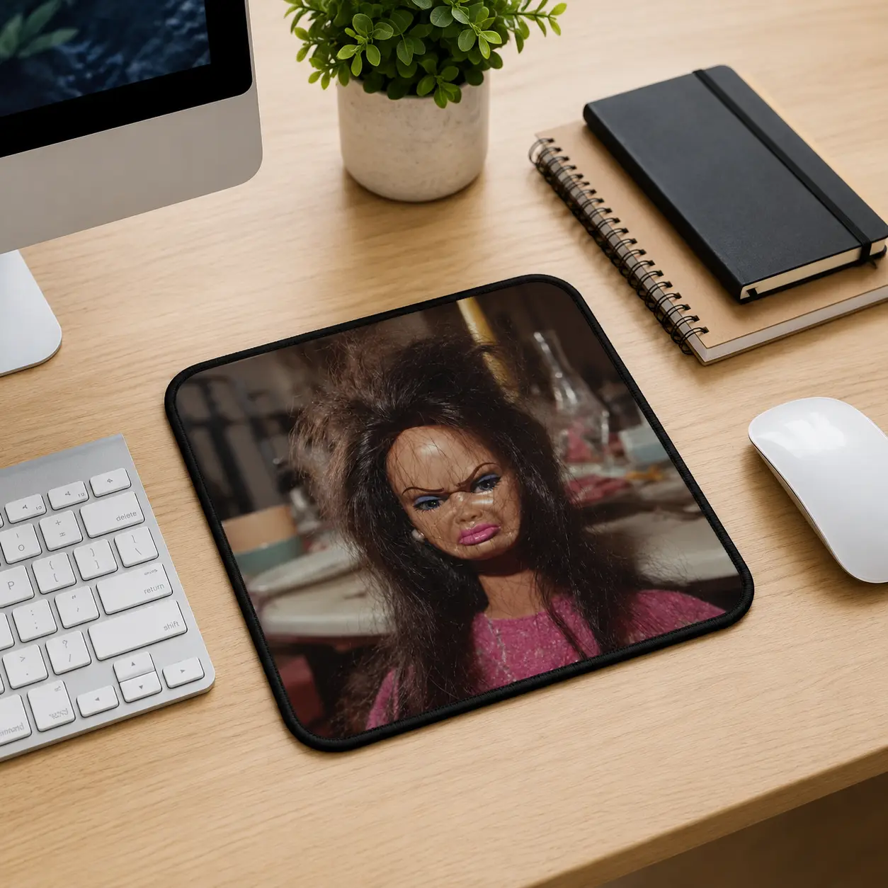 Funny Survival Doll Mouse Pad - Meme Desk Mat for Office, Gaming Use