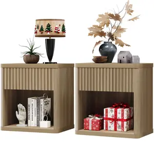 SICOTAS Nightstand Set of 2 with Drawer, Modern Wide Bedside Table for Bedroom, 22.7 x 15.4 x 24.1 Size Mid-Century End Table with Storage, Sturdy Night Stand for Sofa, Couch, Living Room, Office