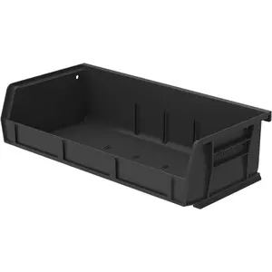Akro-Mils 30232 AkroBins Plastic Storage Bins, Space-Saving Stackable Bins for Garage, Pantry, Craft Organization, 5" x 11" x 3", Black, 8-Pack