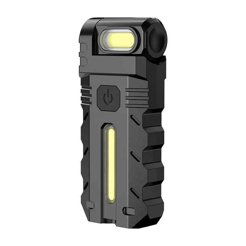 180° Rotating Head LED Work Light – Dual Beam, Magnetic Base & USB-C Rechargeable, Mini Keychain Light, Hands-Free Flashlight with Clip for Auto Repair, Mechanic, Camping, Emergency