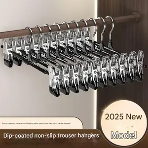 5pcs Immersion Coated Pant Hangers, Home Seamless Storage Hooks, Clothing Store Underwear Clips, Non-Slip Pants & Skirt Holders, Hanging Clothes Organizer