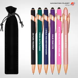NSFW 6 Ballpoint Pens With Pen Pouch - School Essential with Black Ink, 6 Pens in Various Colors and Phrases, UnSafe for Office Use and Gift
