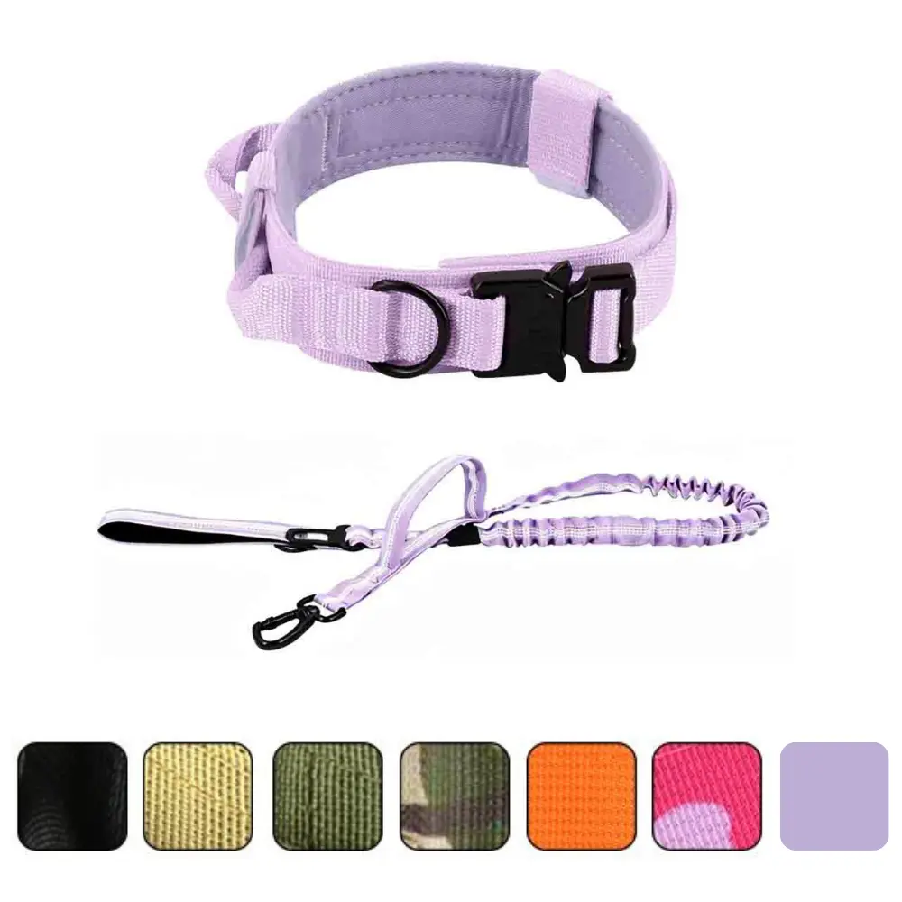 Dog Training Collar and Leash Set Adjustable Tactical Dog Collar Dog Leash Set with Control Handle Heavy Duty Pet Lead Collar For Medium Large Dogs Durable Dog Accessories