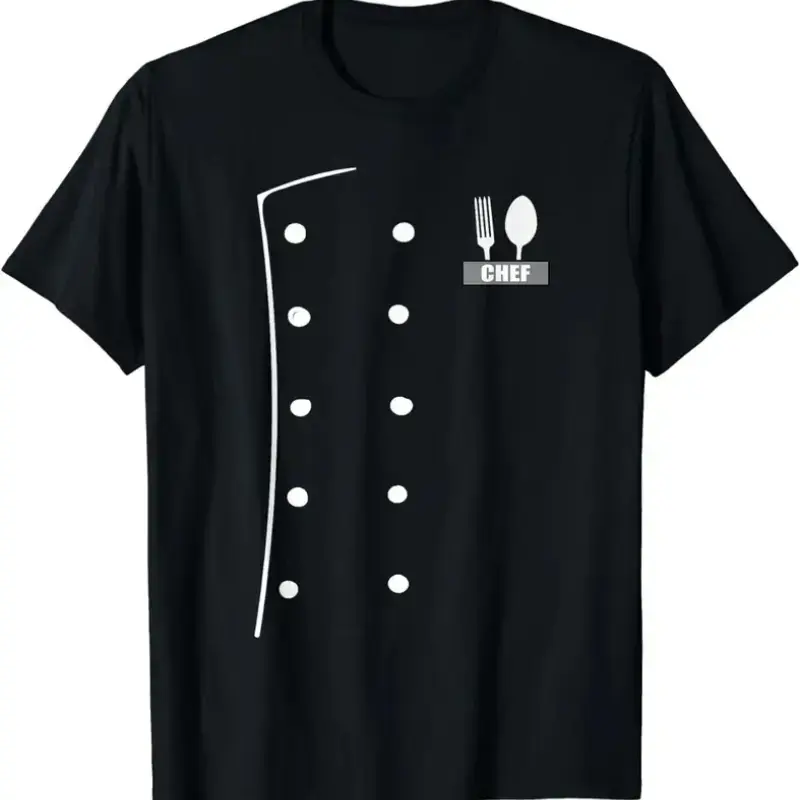 Chef Costume Coat Uniform Funny Cook Jacket for Cooking Cotton T-Shirt Menswear Clothes