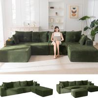 Green Large U Shape-Right Facing Chaise