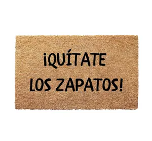 Quítate Los Zapatos Doormat Spanish Humor Coir Rug for Housewarming Gift Natural Coir Mat for Home or Apartment 16x24" 17x30" 24x36" Anti-Slip Backing UV Printed