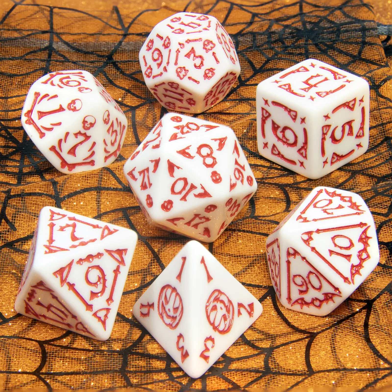 7-Piece Acrylic Rpg Dice Set, Scorpion Design, Perfect for Dungeons & Dragons Game, Ideal for Halloween and Christmas Use